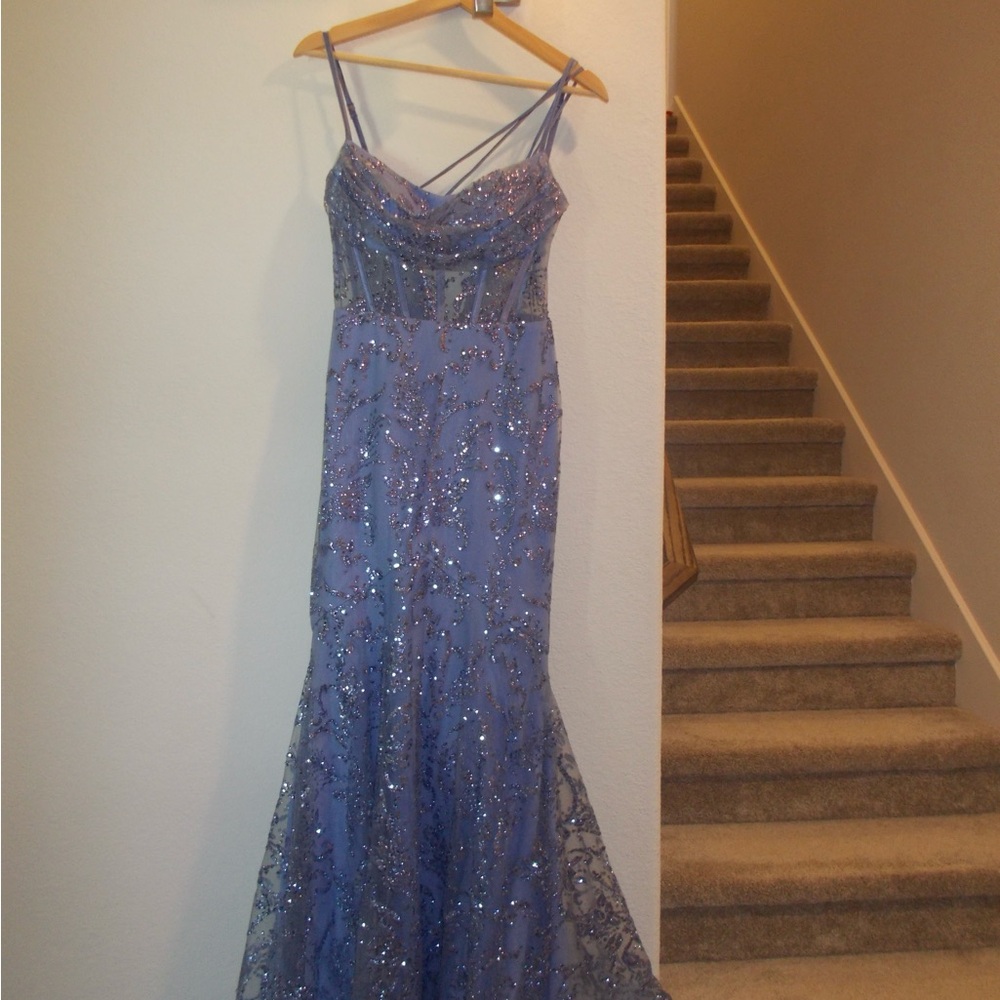 Elegant Lavender Sequin Evening Gown